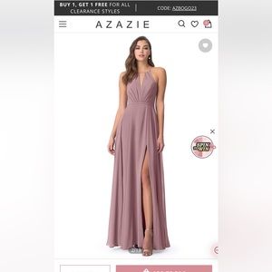 Azazie dusty rose bridesmaid dress.
